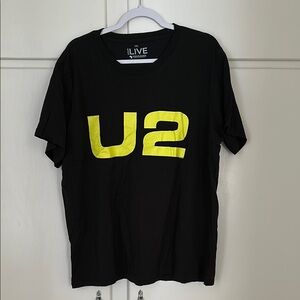 NEW U2 experience + innocence Tour Black T-Shirt with Yellow Logo